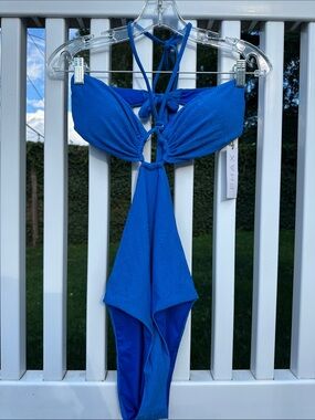 PHAX Women's Electric Blue Cutout One-Piece Swimsuit